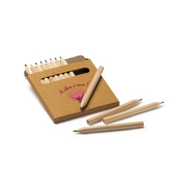 Caixa com 12 Mini Lápis de Cor Personalizada - Image 3