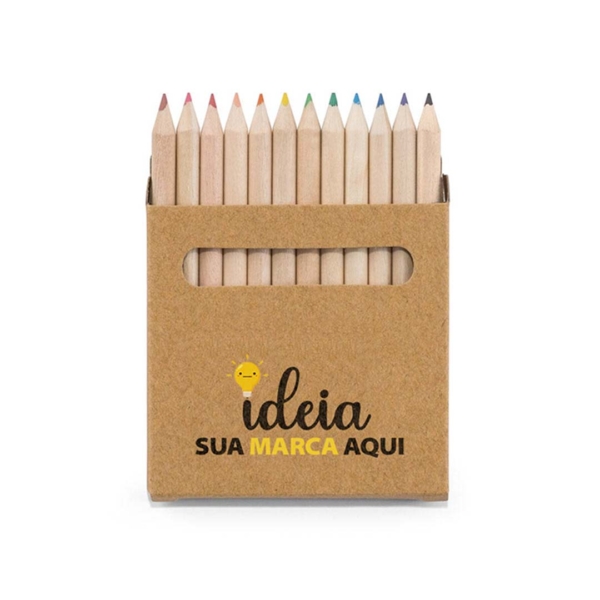 Caixa com 12 Mini Lápis de Cor Personalizada