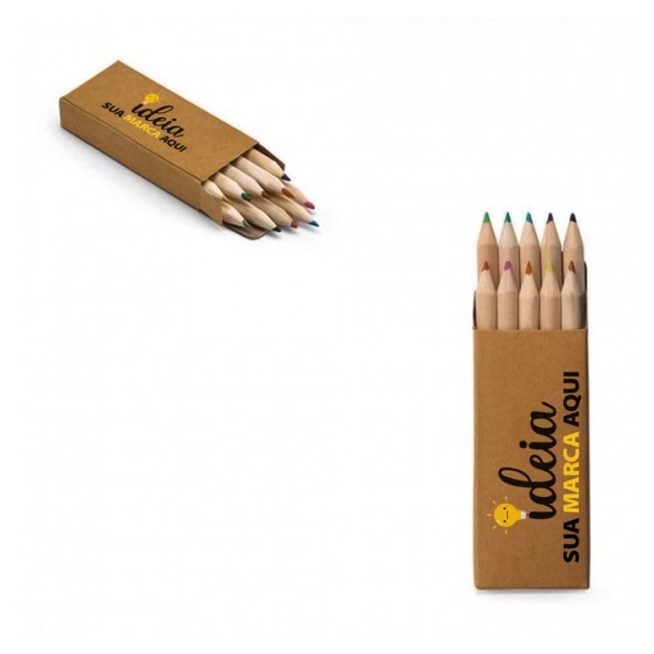 Caixa com 10 Mini Lápis de Cor Personalizada - Image 2