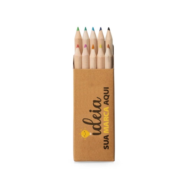 Caixa com 10 Mini Lápis de Cor Personalizada