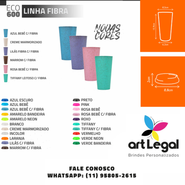 Copo Linha Eco Fibra 600ml Personalizado em 3D UV - Image 8